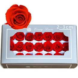 2-3CM 21pcs Grade A Preserved Rose flower gift box Eternal Rose Heads for Wedding Party home Decoration rose flower Gift Favor255N