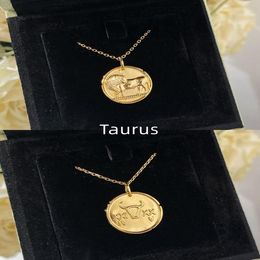 Designer-Halskette mit Münzanhänger aus 18 Karat Gold, VC-Halsketten, Zwölf Sternbilder-Anhänger 1374961