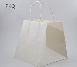 Gift Wrap 30pcs WhiteBrown Kraft Paper Bag Small Bags With Handles Baking CookieBread Packaging Takeaway 15x15x17cm12037952