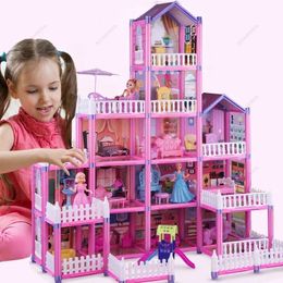 Doll House Accessories Doll Houses Princess Villa 3D Assembled DIY Miniatures Dollhouse Accessories Villa Dream Castle Assembled Toys Gifts for Girls 231208