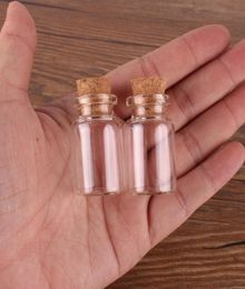 100pcs 2235125mm 6ml Mini Glass Perfume Spice Bottles Tiny Jars Vials With Cork Stopper pendant crafts wedding gift7129005