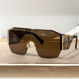 2220 Visor Mask Shield Metal Sunglasses for Men Gold Brown Lens Sun Glasses Sunnies Designers Sunglasses occhiali da sole Sunnies 218f