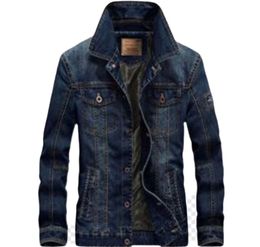 Fall and winter denim cotton jacket men's padded lapel cotton jacket warm hair collar jacket men loose large size winter coat men 45WZK