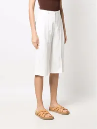 Women's Pants Women Shorts 2023 Spring And Summer Cropped Loose Casual White Viscose Linen High Waist Straight Suit