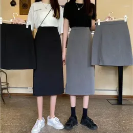Skirts Knit Women 2023 Casual Daily Midi Temperament Solid Spring Summer Fashion Lady High Waist Preppy Ulzzang Simple Skirt