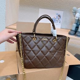 23s New French Brand Designer Bags Double Letter Shoulder Bag Paris Classic Diamond Lattice Women Shopping 10a Genuine Leather Fashion Vegetable Basket Mom