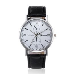Wristwatches Geneva Roman Numerals Fake Eyes Men's Watch Fashion Belt Casual Business Clock Brand Quartz Relogio Masculino261B