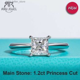 With Side Stones AnuJewel 1.2ct Princess Cut D Color Moissanite Engagement Ring 925 Sterling Silver Wedding Ring For Women Fine Jewelry Wholesale YQ231209