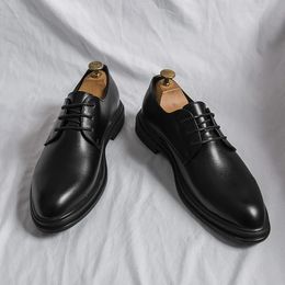 Lace Casual Classic Leather 489 Dress Men Fashion Up Wear Handmade Thick Heels Black Male Wedding Office Formal Shoes 231208 405