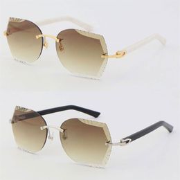 Manufacturers Whole Metal Plank Arms Sunglasses Outdoors Driving 8200762A C Decoration Design Rimless Frame Sun glasses Fashio240M