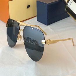 Gold Metal Grey Lens Ash Pilot Sunglasses Rimless Frame Sunnies Gafas de sol Summer Men Glasses Shades Occhiali da sole UV Eyewear1593