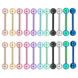 Other Fashion Accessories 11 Colour mix wholesales stainless steel tongue barbell 14g 16mm rings straight nipple for women 231208