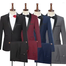 Men's Suits Suit Set Two-piece Green Fruit Collar Slim Fit Man Host Performance Banquet Dress