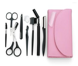 Makeup Brushes Eye Brow Tools Set Custom Bulk Eyebrow Trimming Scissors Stainless Steel Tweezers Scraping Comb Razor Clip