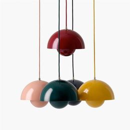 Danish Designer Pendent Light Verner Panton Flowerpot Yellow Pendant Lamp Creative Minimalist Children Bedroom Bedside Lights Lamp314R