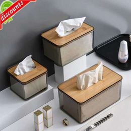 Upgrade Transparent Tissue Boxes Household Square Table Napkin Holder Wood Lid Paper Storage Container for Home Car Tissue Dispenser