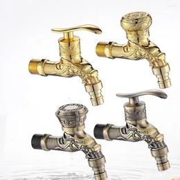 Kitchen Faucets Carved Wall Bottle Tap Bibcock Zinc Alloy Retro Decorative Outdoor Garden Faucet Washing Machine Mop