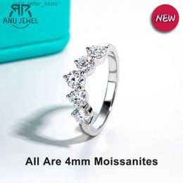 With Side Stones AnuJewel 4mm 1.5cttw D Colour Moissanite Wedding Band 925 Sterling Silver Lab Created Diamond Rings For Women Jewellery Wholesale YQ231209