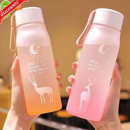 Upgrade Water Bottle Frosted with Straw Plastic Cup Sports Cup Plastic Gradient Outdoor Sport Water Bottle Cup 560ml