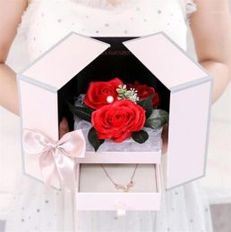 Unfade Rose flower Jewellery Gift Box with Surprise 100 Languages I Love you Necklace Anniversary Gift For Mother girlfriend 20201254373110