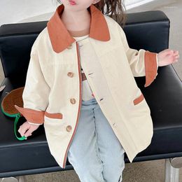 Jackets Girls And Children's Long Windbreaker Jacket Patchwork Top Fashionable Korean Spring Autumn Season 4 5 6 7 8 910y