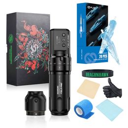 Tattoo Guns Kits Dragonhawk Fold Pro with WJX Cartridge Needle Machine Kit Complete Supplies Pen 231208