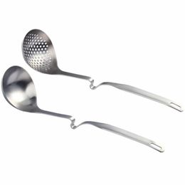 Spoons 2Pcs Soup Ladle Slotted Spoon Pot Hanging Colander Kitchen Tool2100