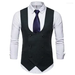 Men's Vests 2023 Business Casual Vest British Youth U-neck Slim Fit