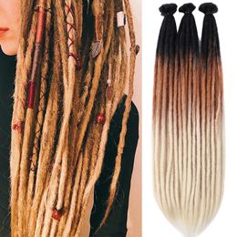 Synthetic Wigs Synthetic Handmade Dreadlocks Hair Natural Braiding Hair For Black Women Crochet Hair Ombre Coloured Crochet Braids 231208