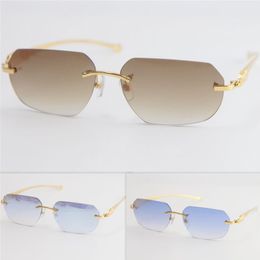 Silver Gold metal leopard Series Panther Rimless Sunglasses Men Women with Decoration Wire Frame Unisex Eyewear for Summer Outdoor312K