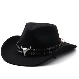Wide Brim Hats Simple Winter Retro Women's Men's Wool Western Cowboy Hat Fashion Gentleman Jazz Bowler Cap Sombrero235d