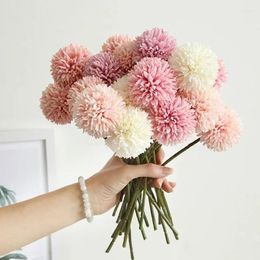 Decorative Flowers 6pcs Hydrangea Artificial Flower Ball Chrysanthemum Living Room Home Wedding Decoration Vases Arrangement Accessories