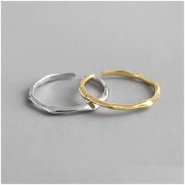 Charms 925 Sterling Sier Irregar Open Rings For Women New Simple Tiny Band Adjustable Cuff Ring Lovers Gifts Drop Delivery Jewelry Fin Dh0Zj