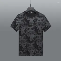 Men's T Shirts 2023 Summer Ice Silk Short-Sleeved Print Lion High-Quality Fashion Versatile Breathable T-Shirt