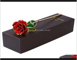 Decorative Flowers Wreaths Valentines 24K Gold Plated Rose With Packing Box For Birthday Mothers Day Anniversary Gift T200103 8Sqh3378482