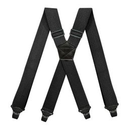 Heavy Duty Work Suspenders for Men 38cm Wide XBack with 4 Plastic Gripper Clasps Adjustable Elastic Trouser Pants BracesBlack 2205254p