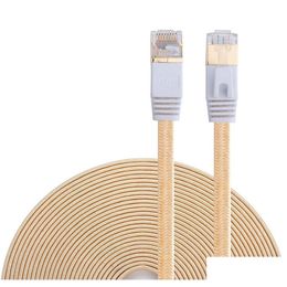 Computer Cables Connectors Cat 7 Ethernet Nylon Braided 16Ft Cat7 High Speed Professional Gold Plated Plug Stp Wires Rj45 Drop Deliver Ot58V