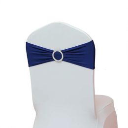 Sashes 50pcs Spandex Chair Sash With Round Buckles For All Wedding Band Lycra Stretch Bow Tie Birthday Party el Show Decoration 231208