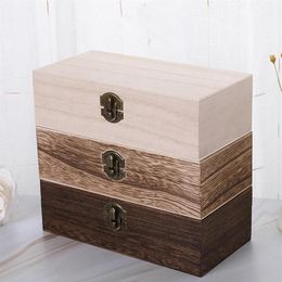 Storage Bottles & Jars 20pcs Large Wooden Box Log Color Pine Rectangular Flip Solid Wood Gift Handmade Craft Jewelry Case 20x10x6c252r