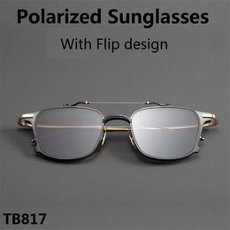 Sunglasses Thom Brand Women Square Frame Flip Clip Myopia Polarized Sun Glasses Men Prescription Eyeglasses Original ClamshellSung237D