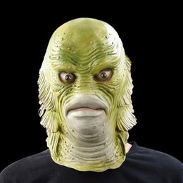 Halloween Mask Scary Monster Latex Fish Masks Creature From The Black Lagoon Cosplay Merman Masquerade Party Mascara Horror Mask Y222d