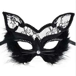 19 8cm Fox Masks Sexy Lace Cat Mask PVC Black White Women Venetian Masquerade Ball Party Mask QERFORMANCE Fun Masks2539