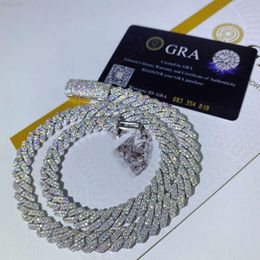 Pass Test Diamant Sterling Silber 925 Moissanit Kubanische 15mm Halskette Männer Hiphop Schmuck
