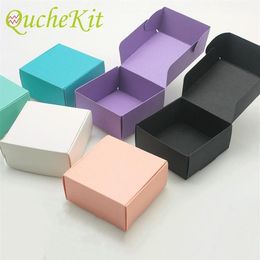 Gift Wrap 50Pcs Kraft Paper Cardboard Packing Box Colourful Jewellery Candy Packaging Boxes Handmade Soap2111