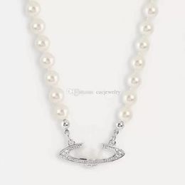 Pendant Necklaces silver Western west Queen with the same wood star vivi pearl necklace wholesales European and American fashion INS1 :1 brass plated clavicle women-1