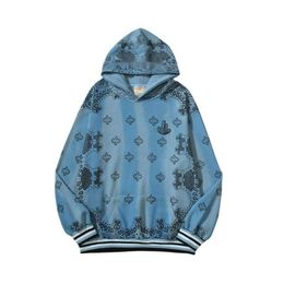 Kanyes Hoodie Designer Fashion Man Sweatshirts Unisex Waffle Embroidered Cashew Flower Full Print Mud Dyed Hoodie Jacket