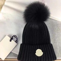 Designer Winter Knitted Beanie Woollen Hat Women Chunky Knit Thick Warm faux fur pom Beanies Hats Female Bonnet Beanie Caps 10 colo291x