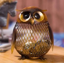 Saving Money Box Piggy Bank Owl Figurine Moneybox Metal Cent Penny Storage Coin Boxs Home Decoration Crafts Christmas Gift For Chi9905278