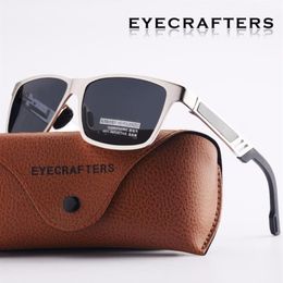 Sunglasses Eyecrafters Designer Men's Aluminium Polarised Retro Vintage Square Eyewear Mens Driving Mirrored Sun Glasses SilvB2609