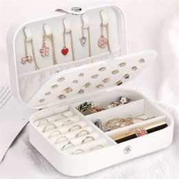 Jewellery earrings ring necklaces storage PU leather box Portable Organiser for Travel case 210315281f
